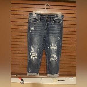 Judy Blue Dark Blue Distressed Boyfriend Jeans